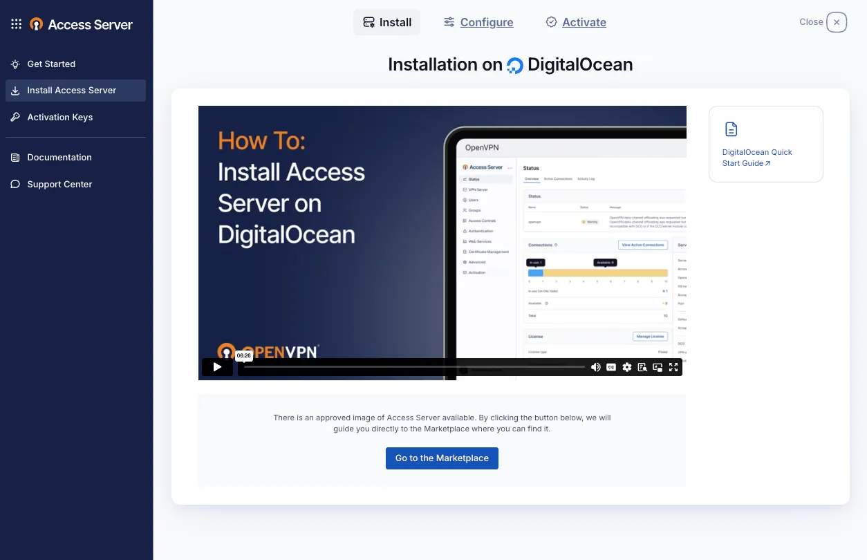 How to Install Access Server on DigitalOcean